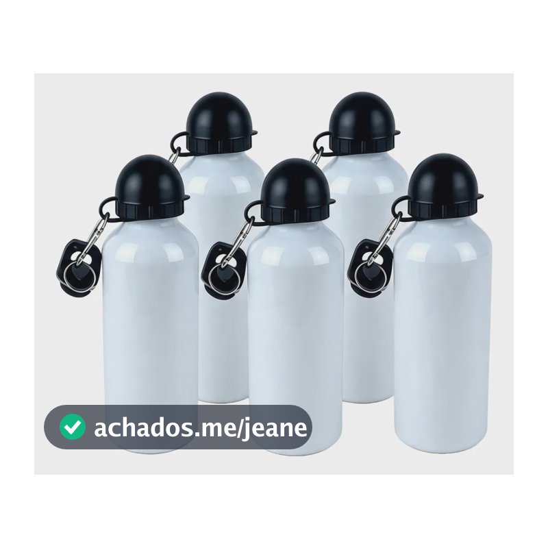 Kit 5 Squeezes Bolinha 2 Tampas Branco 600ml