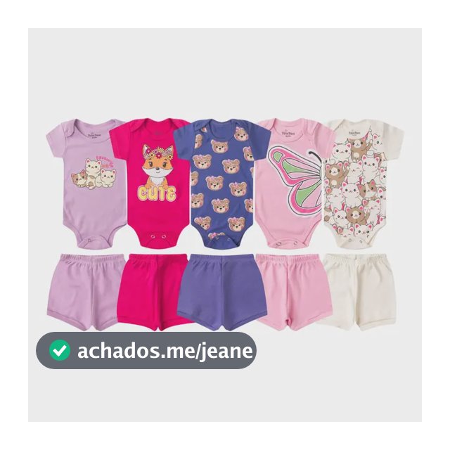 Kit 10 Peças Enxoval Bebe Menino/menina Body Short Algodão