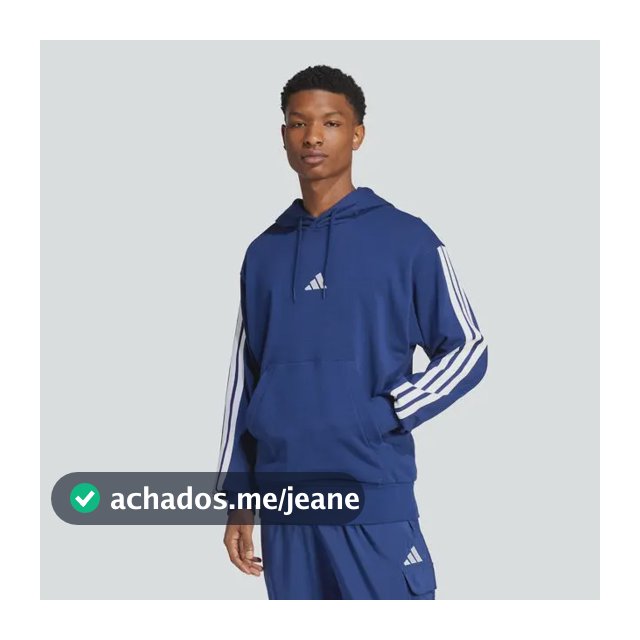 Moletom Masculino  Essentials 3 Listras adidas L Azul/azulescuro Liso
