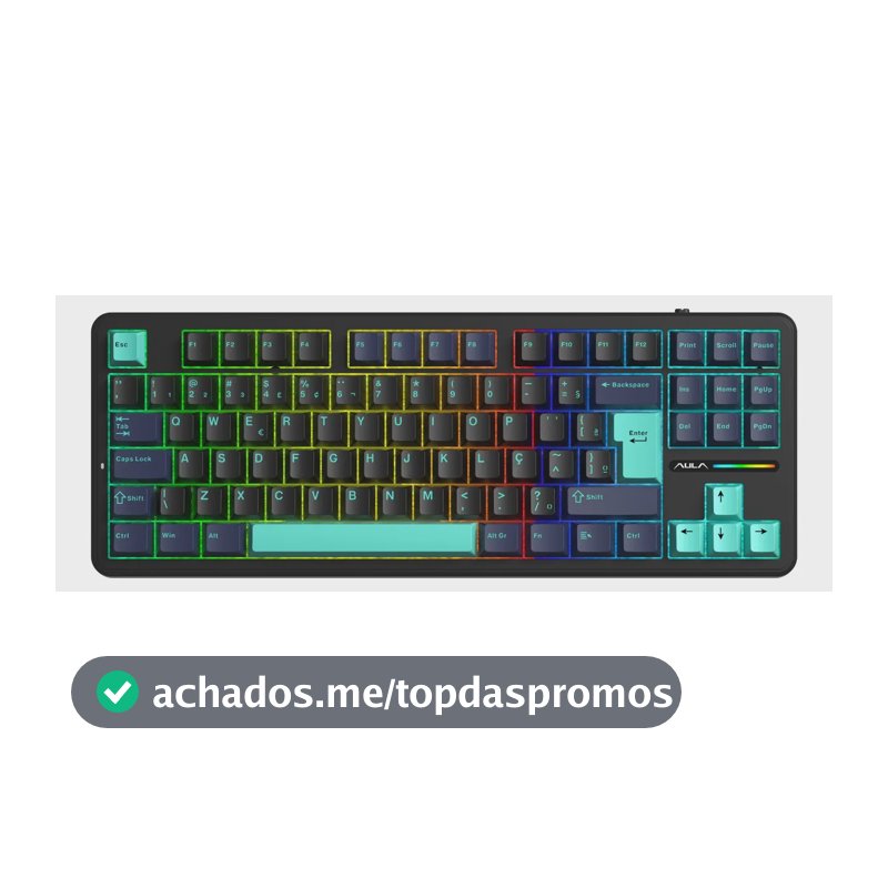 Teclado Mecânico Aula F87 Sem Fio Verde/preto Hotswap Abnt2 Verde/preto Português Brasil