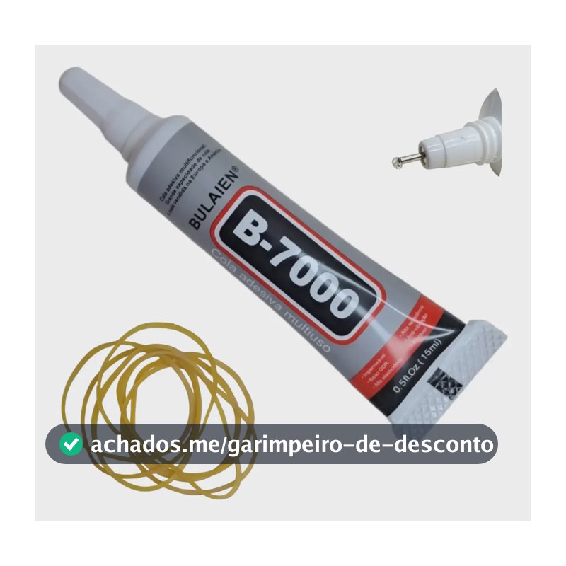 Cola 15ml B7000 Transparente + Elástico Tela Reparo Celular