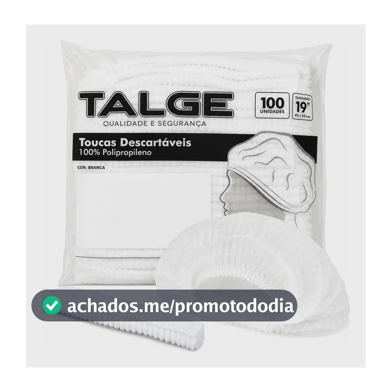 Touca Descartável Tnt Branca Talge C/ 100 Unidades Cor Branco