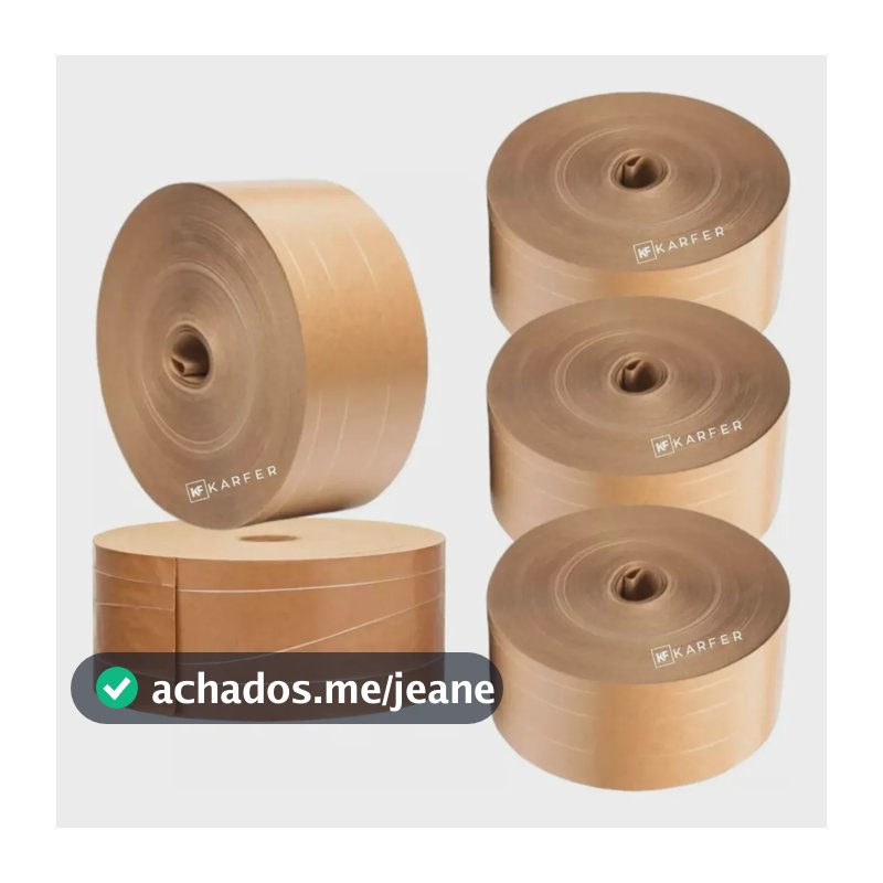 5 Fitas Gomada Papel Kraft 70mm Com Reforço 5kg Embalagem
