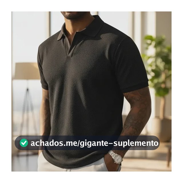 Camiseta Gola Polo Masculina Tricô Premium Preto M