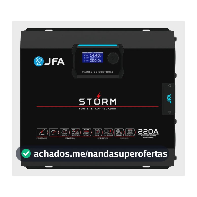 Fonte Jfa Storm 220a Carregador Automotivo Bivolt 220a Preto