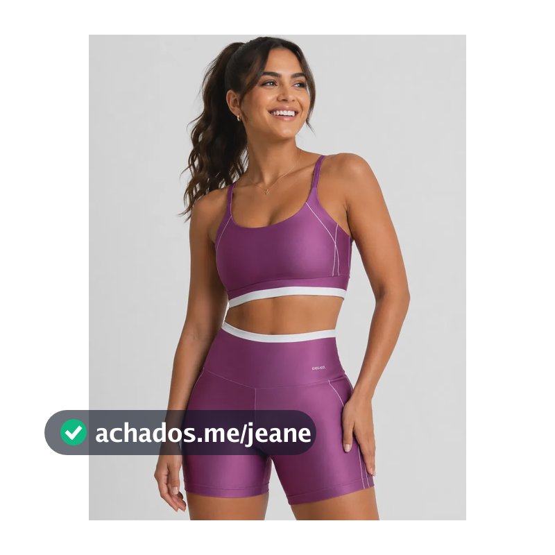 Conjunto Fitness Top E Shorts Academia Cintura Alta Treino Uva Rosada Liso P