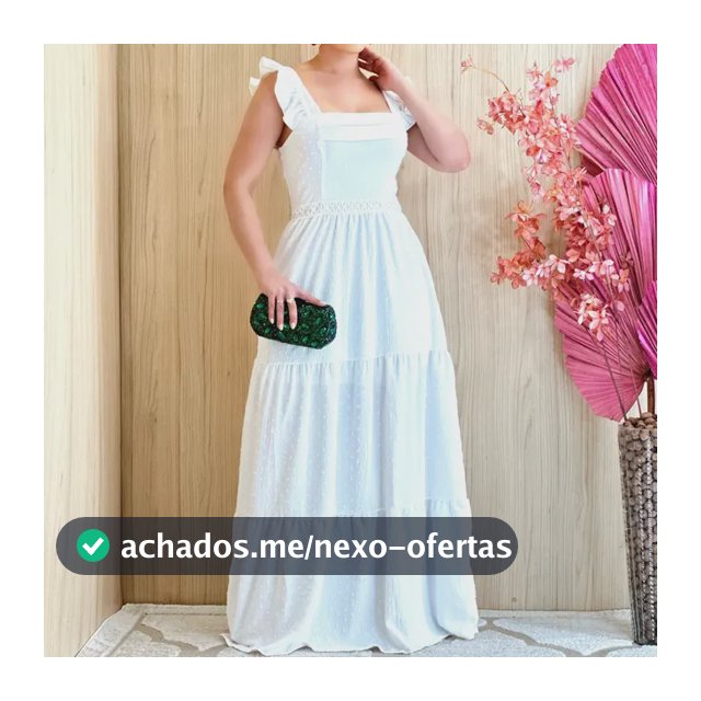 Vestido Longo Luxo Com Babada Na Mangas E Reda Na Cintura