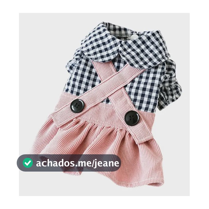 Vestido Para Cães Roupa De Cachorro Xadrez Rosa Veludo