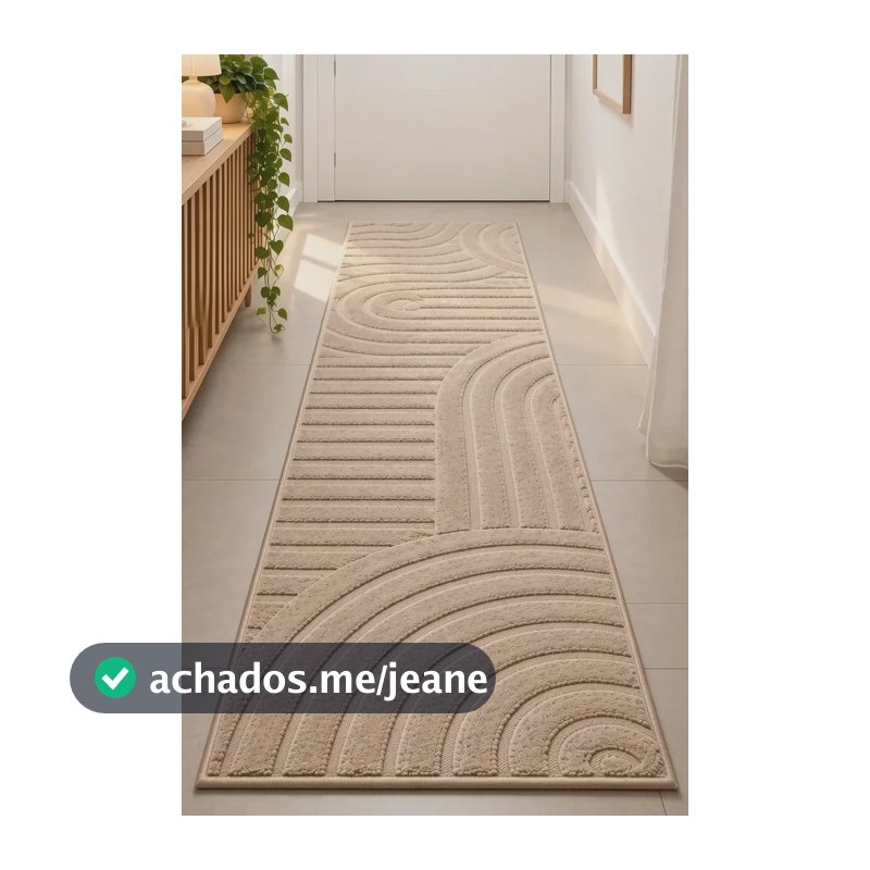 Passadeira Decorativo 3d Abstrato Antiderrapante Arizona 2 M 0.55 M Bege
