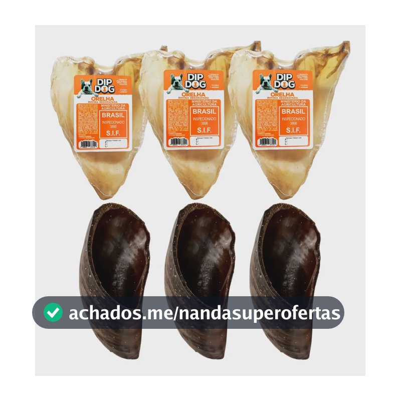 Kit 3 Casco De Boi Para Caes 3un Orelha Bovina Desidratada Natural
