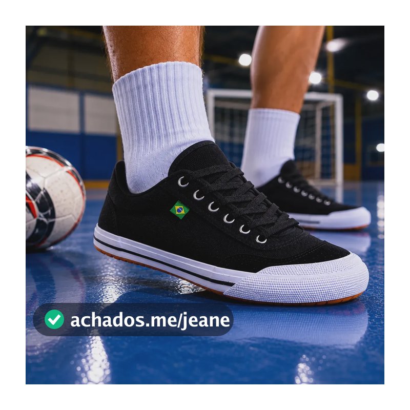 Chuteira Tênis Futsal Vulcan Solado 100% Borracha Salão Nova Preto 36 Br
