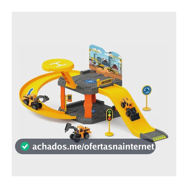 Pista Garagem Carrinho Construção Hlicoptero Rampa 25 Peças Amarelo