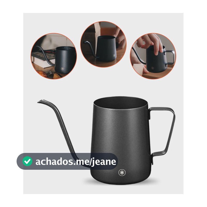 Chaleira Inox Bico De Ganso Jarra Barista 350ml Larocco Pitc Preto