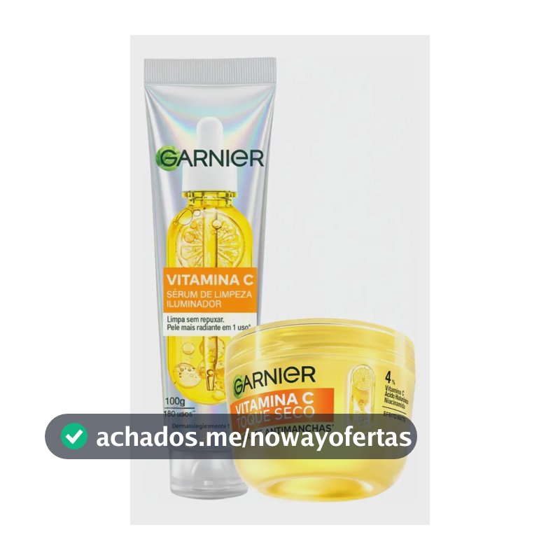 Garnier Kit Vitamina C, Sérum de Limpeza Iluminador, Serumnete 100g + Hidratante Facial Toque Seco Antimanchas 85g