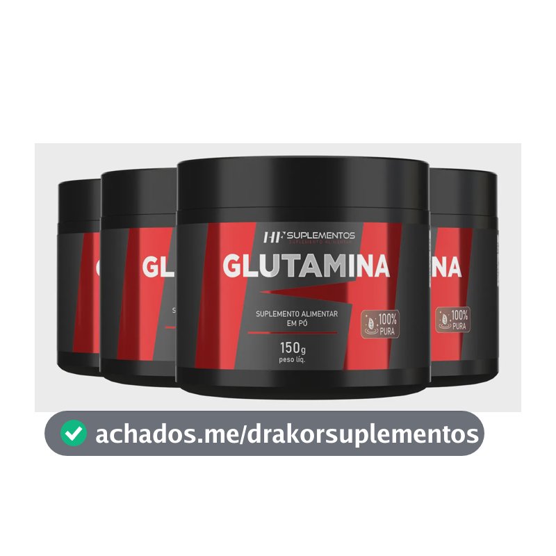 4x Glutamina 150g Hf Suplementos Sem Sabor