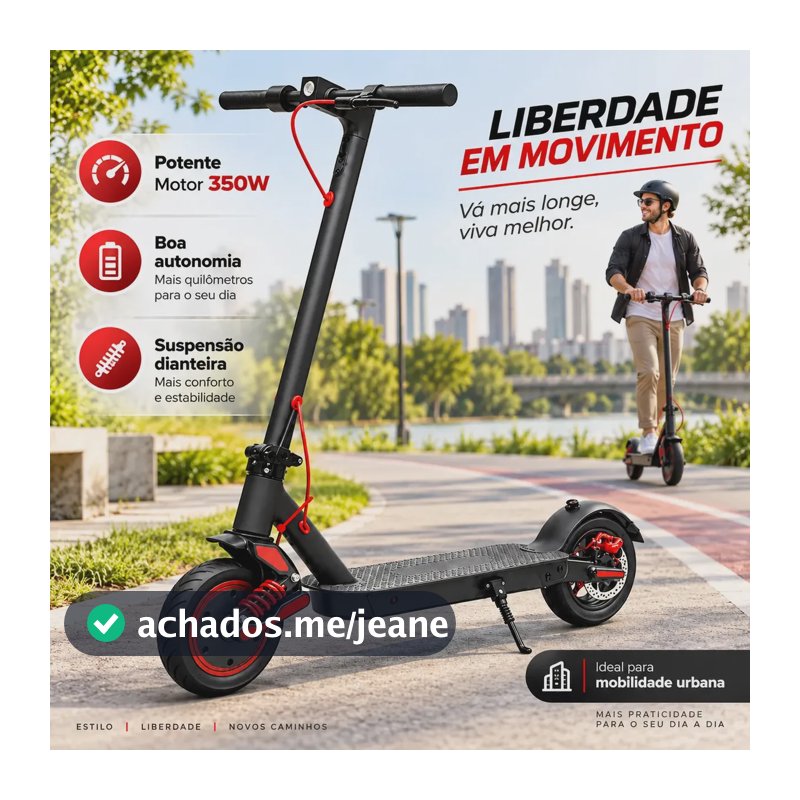 Patinete Elétrico 350W Com Suspensão com Amortecedor Confortável Buzina 120kg Para Adultos e Crianças Dobrável App com Bluetooth