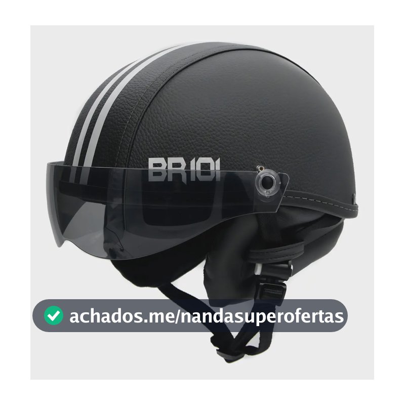 Capacete Coquinho Br101 Vision Preto | Certificado Inmetro | Viseira Fumê M - Viseira Fumê