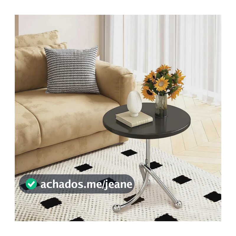 Mesa de Canto Redonda Vie Idéale Preta, para Sala e Quarto