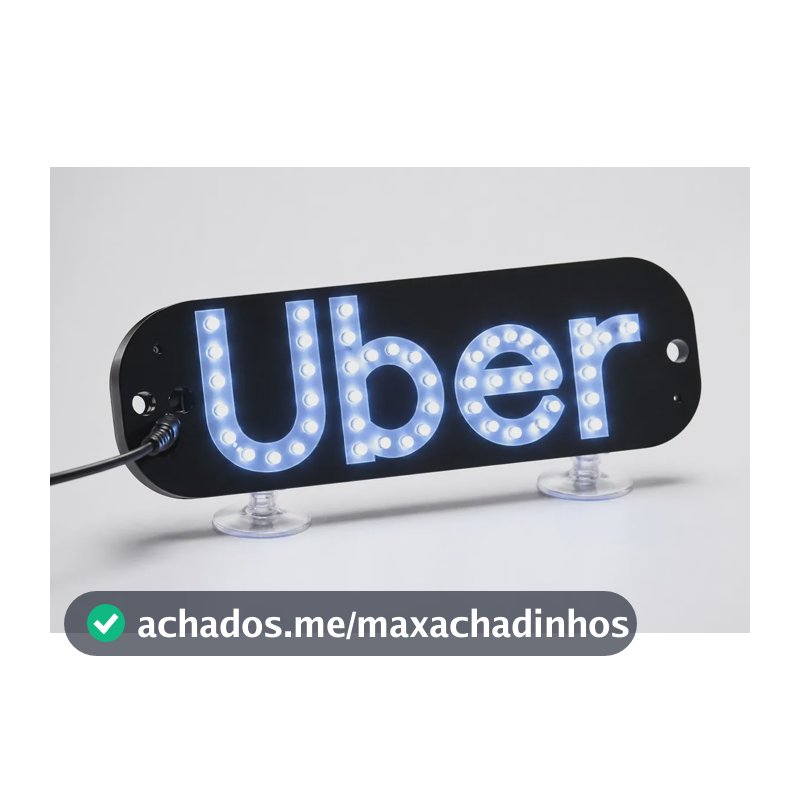 Placa Motorista Aplicativo Ventosa Led Uber Motorista Branco