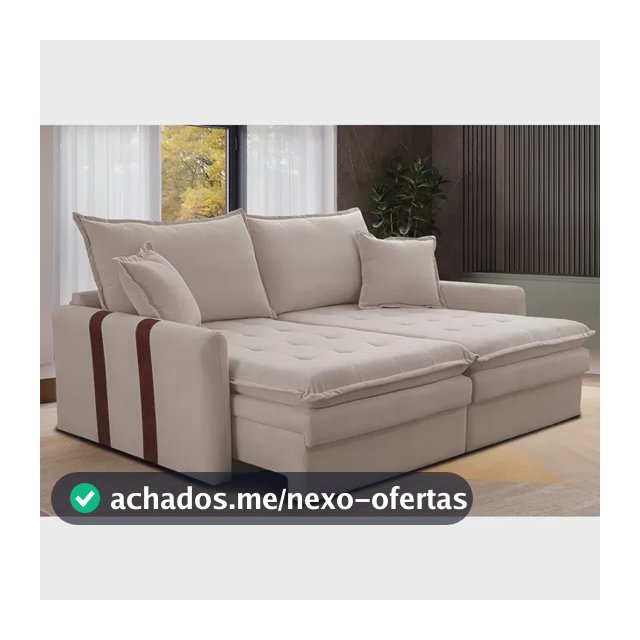 Sofá Sem Caixa Retrátil 1,80m Soft Bonnie Boucle Cama Inbox Cor Bege Claro