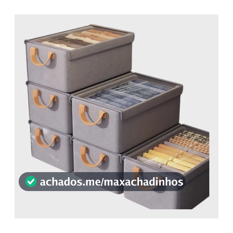 Kit 4 Caixas Organizadoras Dobráveis Para Closet De 47x28x20 Cinza-escuro