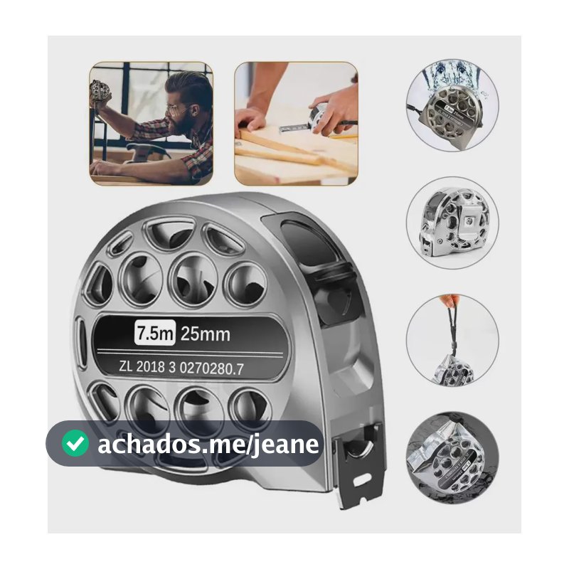Trena 7,5m25mm Retrátil Aço Inox Anticorrosiva Profissional Aço Inoxidável 304