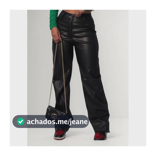 Calça Couro Fake Feminina Pantalona Wide Leg Premium Luxo