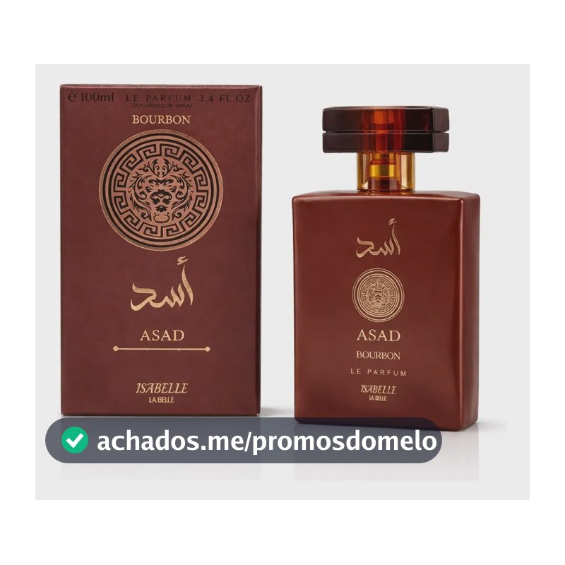 Perfume Arábe Asad Bourbon 100ml - Marca Isabelle La Belle | Fixação Intensa, Notas Amadeiradas Marcantes E Elegância Masculina