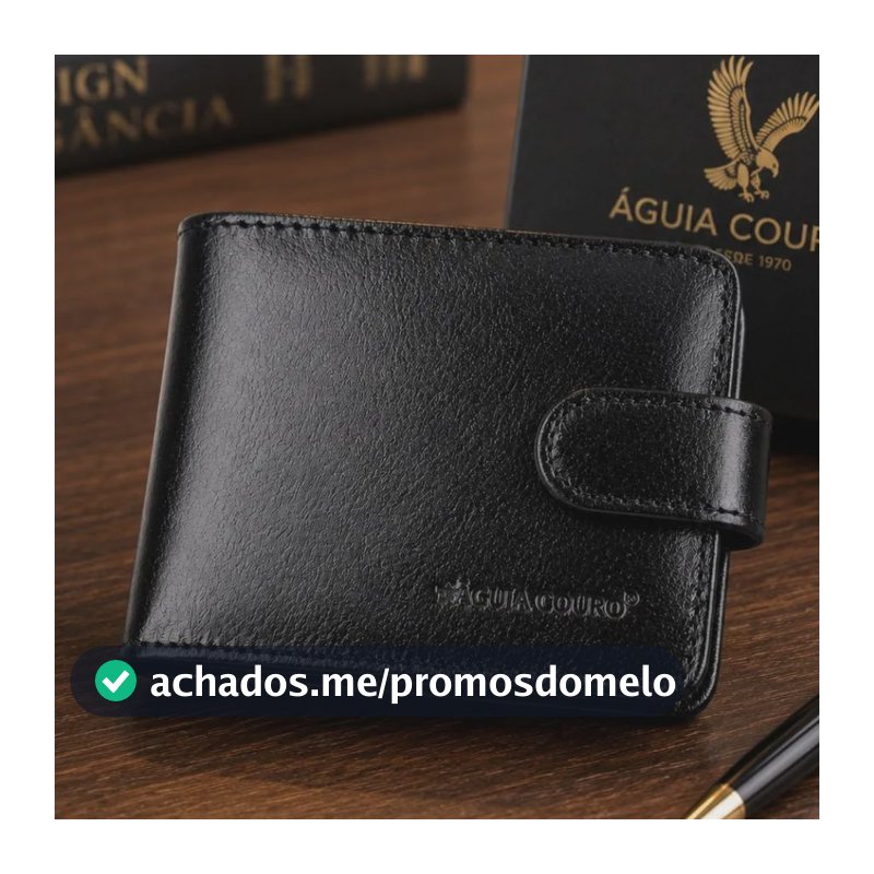 Carteira Masculina Em Couro Slim Quadrada De Bolso + Brinde Com Botão