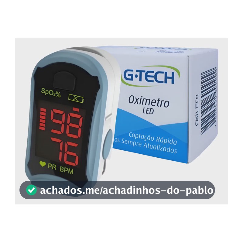 Oxímetro De Pulso Dedo Medidor De Saturação G-tech Led Novo Branco/azul