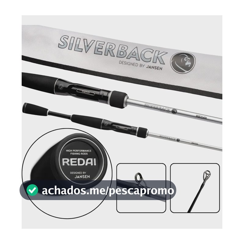 Vara Para Carretilha Redai Silverback 6'0 1,80mts 10-17lbs Preto E Cinza