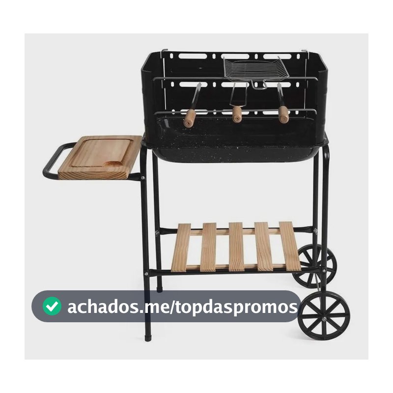 Churrasqueira Móvel Califórnia Mor Com Bacia Esmaltada E Rodinhas Compacta E Portátil Cor Preto 58 Cm 38.5 Cm 10 Cm Preto