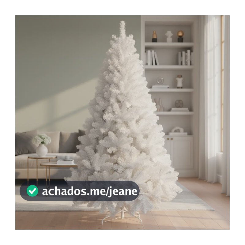 Árvore De Natal Pinheiro Luxo 2,10m 800galhos Branco Branco
