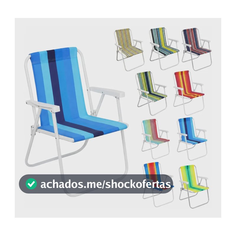 Cadeira De Praia Dobrável Aço Cores Sortidas Resistente Estrutura Reforçada Leve Praia Piscina Camping Lazer Luvinco