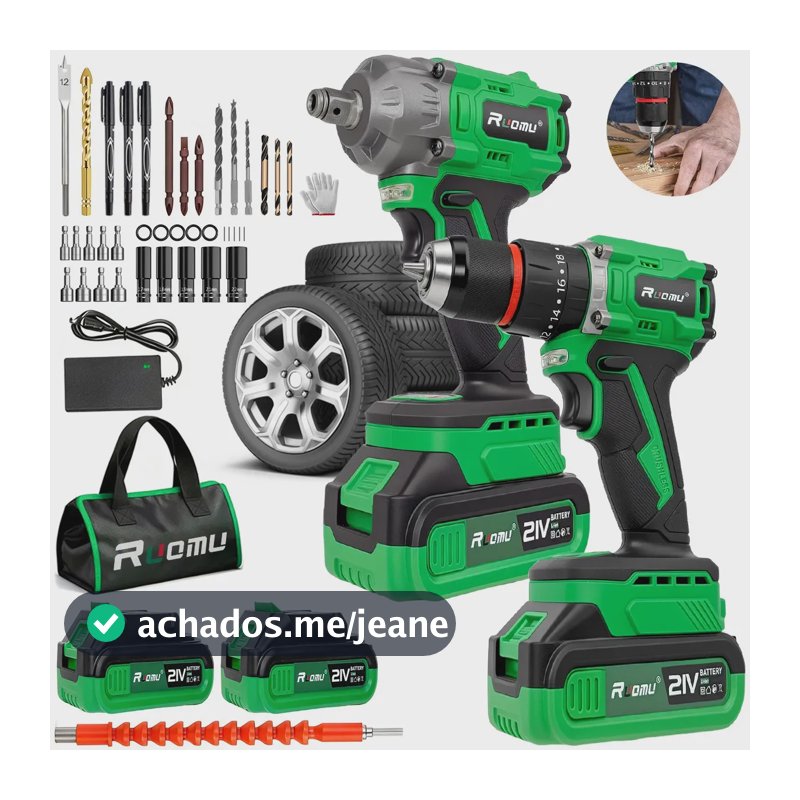 Kit Furadeira Parafusadeira Chave De Impacto Brushless
