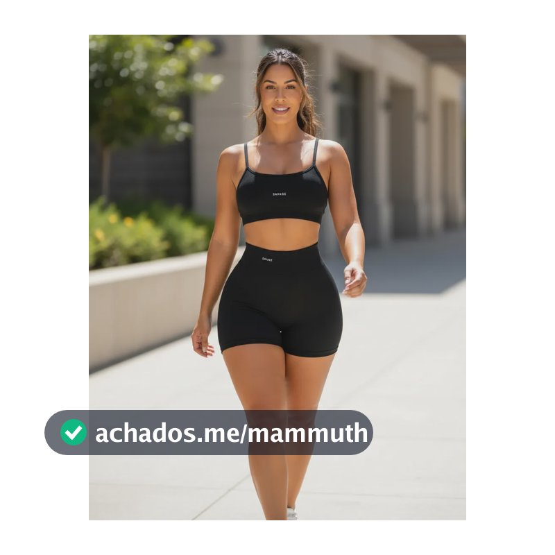 Conjunto Fitness Virginia Top Shorts Meia Coxa Cintura Alta Preto Liso G (42-44)