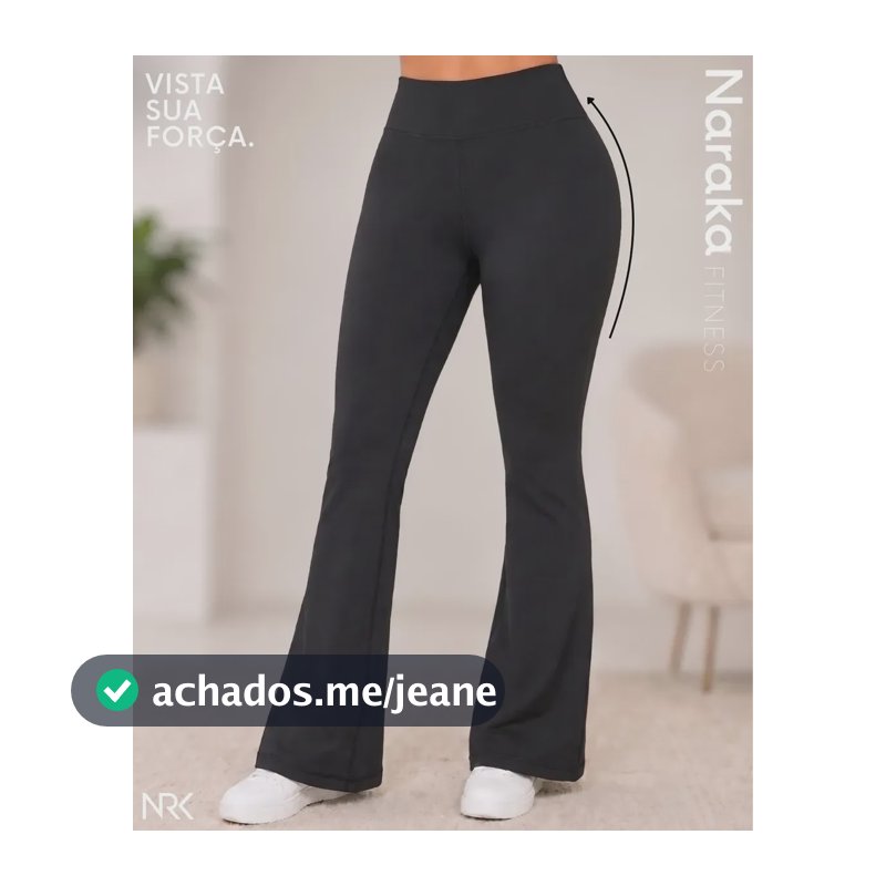 Calça Legging Flare Academia Zero Transparência Fitness Preto Gg