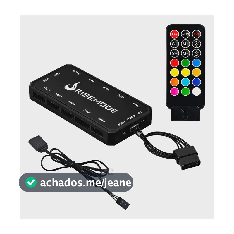 Controladora Argb 6 Pinos Do Kit Fan Rise Mode Laser Energy Preto