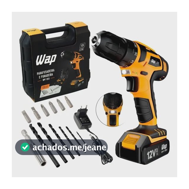 Parafusadeira Furadeira Sem Fio 12V WAP BPF 12K3 Kit Maleta