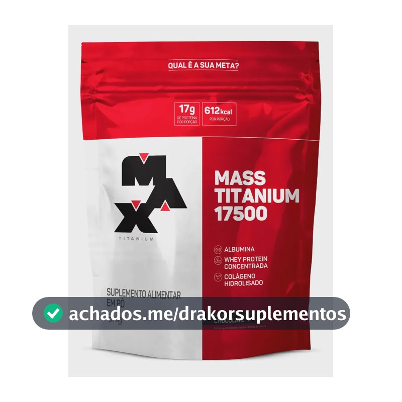 Suplemento em pó Max Titanium Mass Titanium Refil 17500 Carboidratos sabor Chocolate x 3kg