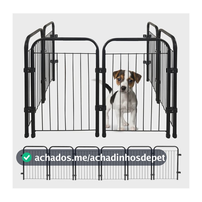 Cercado Grade 217x51cm 6 Módulos Segurança Pet Cães Cor Preto