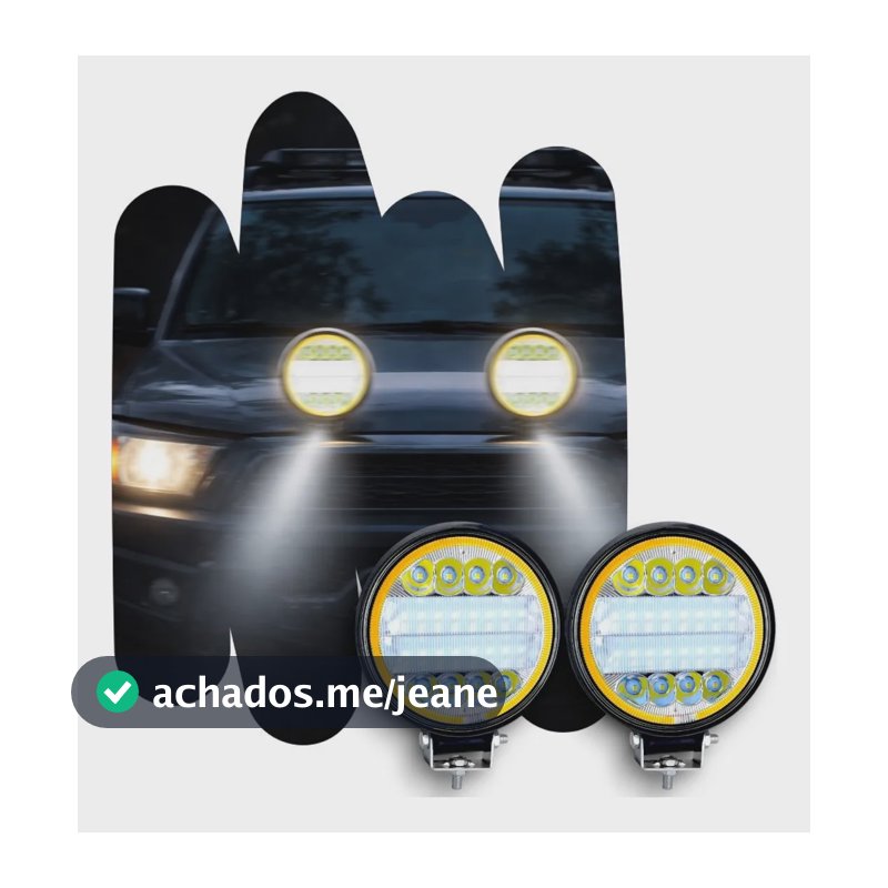 Par Farol Milha Led C/ Angel 7d Redondo 126w 9-36v Off-road