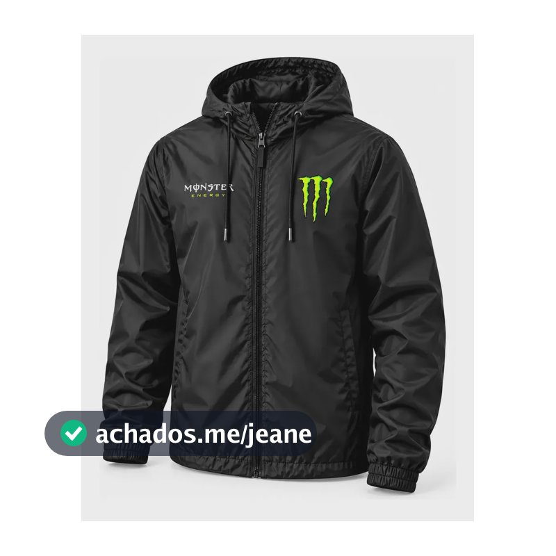 Jaqueta Corta Vento Monster Impermeável Unissex Esportiva Preto Gg