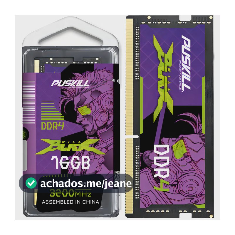 Memória RAM SODIMM Puskill Killblade DDR4 16GB 3200MHz para Notebook Gamer