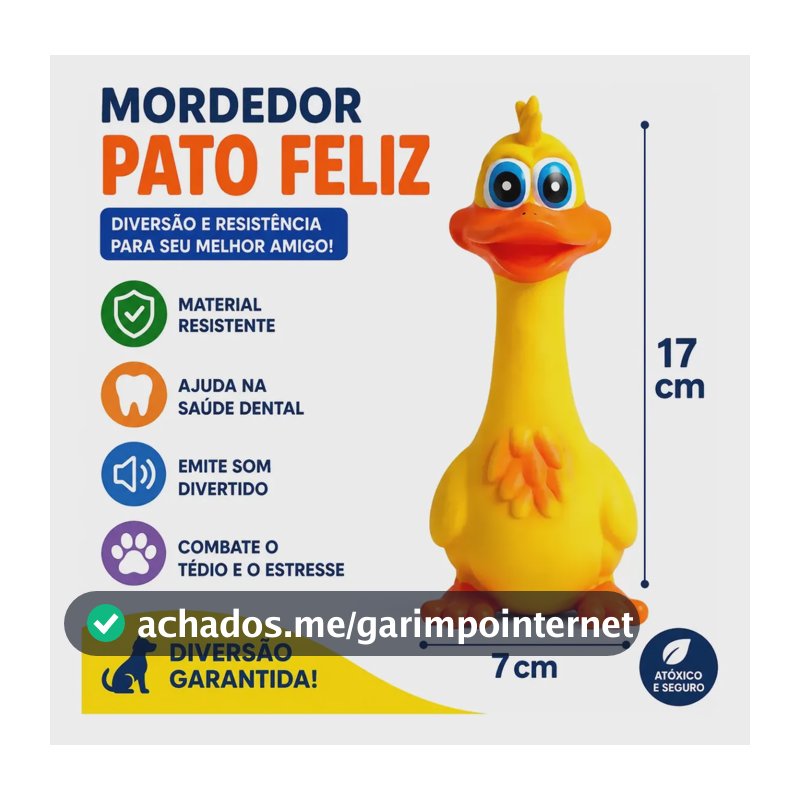 Brinquedo Interativo Mordedor Pato Feliz Pet Látex Apito Cão