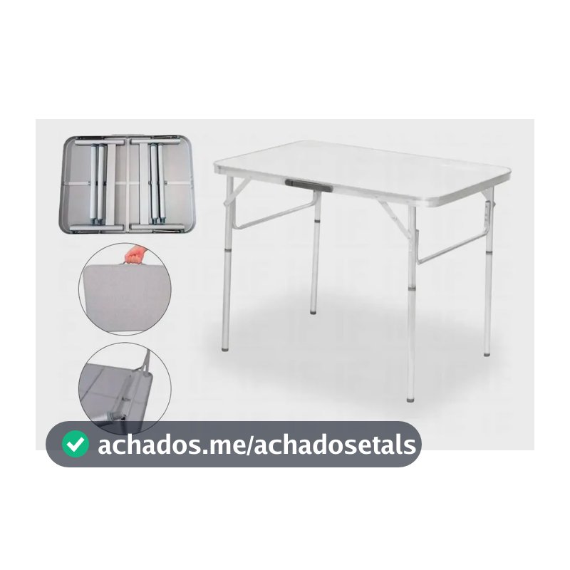 Mesa Dobrável de Alumínio Portátil 90x60x70 Branca Palisad.