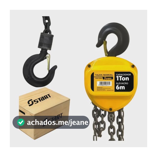 Talha Manual 1 Tonelada Corrente 6m Para Construção Oficina