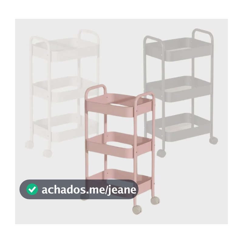 Carrinho Organizador Decorativo 3 Prateleiras Em Aço Premium Rosa - Versatilidade Armazenamento