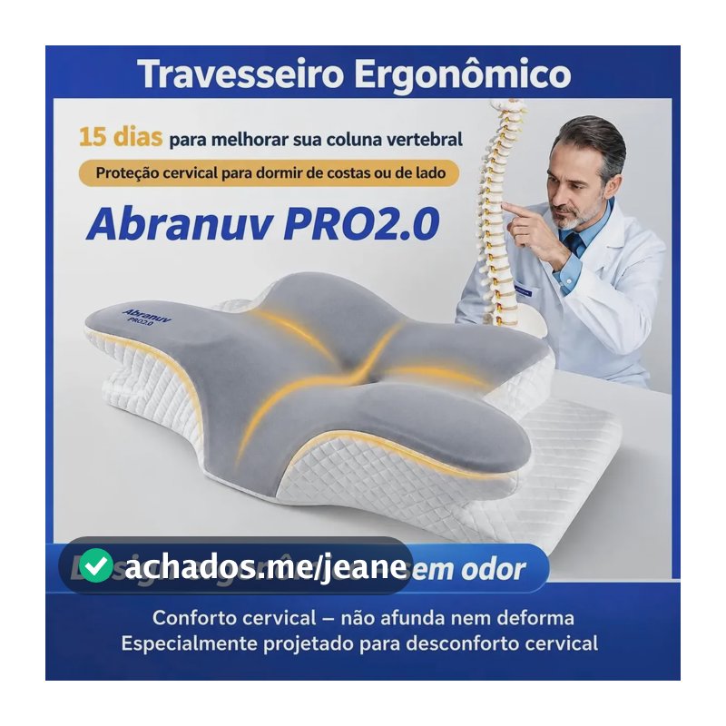 Travesseiro Cervical Ortopédico Abranuv Espuma Visco Sono Branco