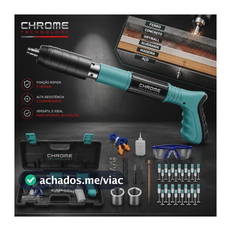 Pistola Fixação Finca Pino Ação Direta Pregos Maleta Epi Pinador Pregador Grampeador Rebitador De Prego Pressão Manual Ferramenta Para Drywal Gesso Concreto Aço Parede Forro Pvc Grampo Kit Premium